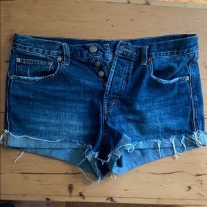 Jean cutoff BDG mid rise button down shorts